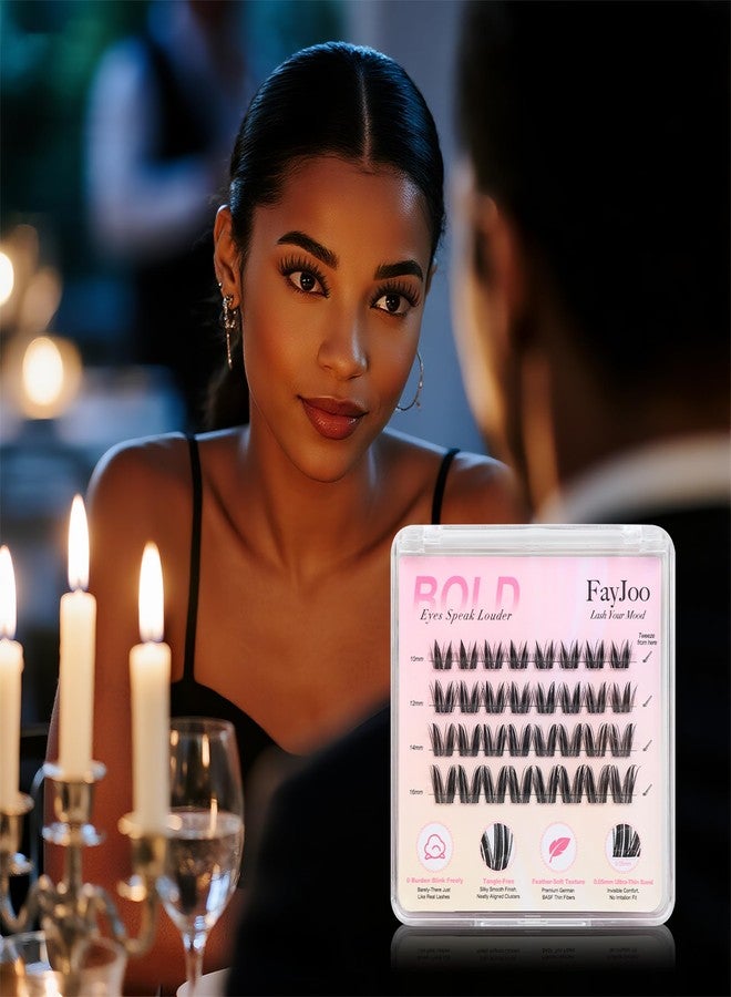 FayJoo Dramatic Volume Lash Clusters, 0.05mm Thin Band 10-16mm C Curl, Compact Travel Pack, Budget-Friendly for Beginners, FayJoo BOLDEE 11 Lite - Image 5